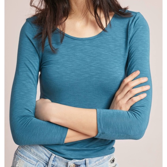 Anthropologie Ballerina Layering Top Blue NWT Md - Picture 2 of 7